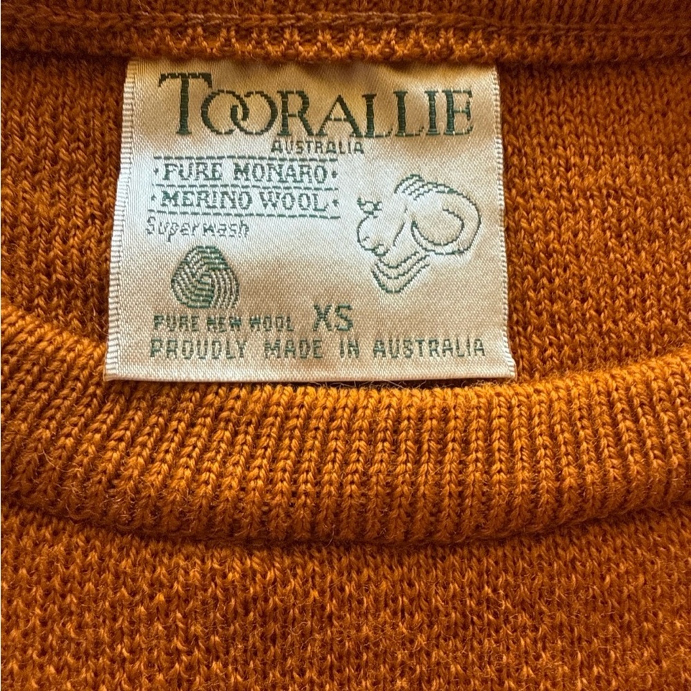 Toorallie Orange Merino Pure Merino Wool Sweater made in Australia,